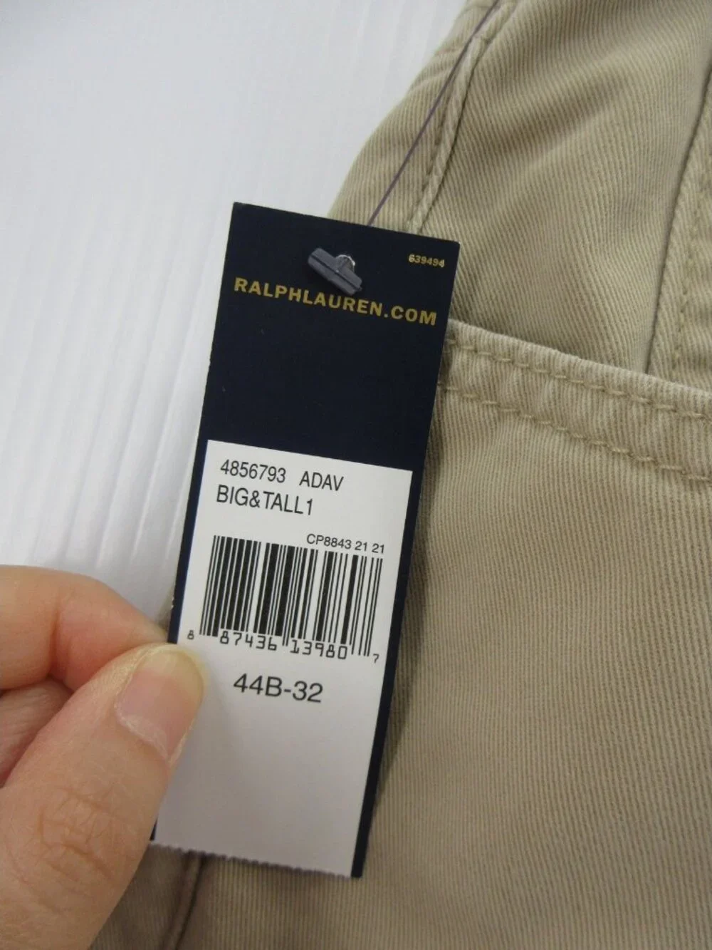 Polo Ralph Lauren Jeans 44x32 Big Khaki Straight Leg Denim Pants Pony